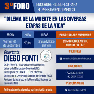 3º Foro: Dilema de la Muerte en las Diversas Etapas de la Vida»