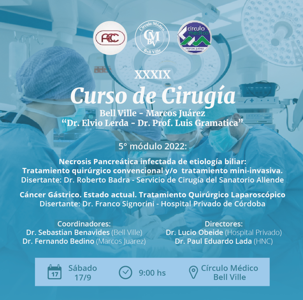XXXIX Curso de Cirugía – PRESENCIAL EN BELL VILLE